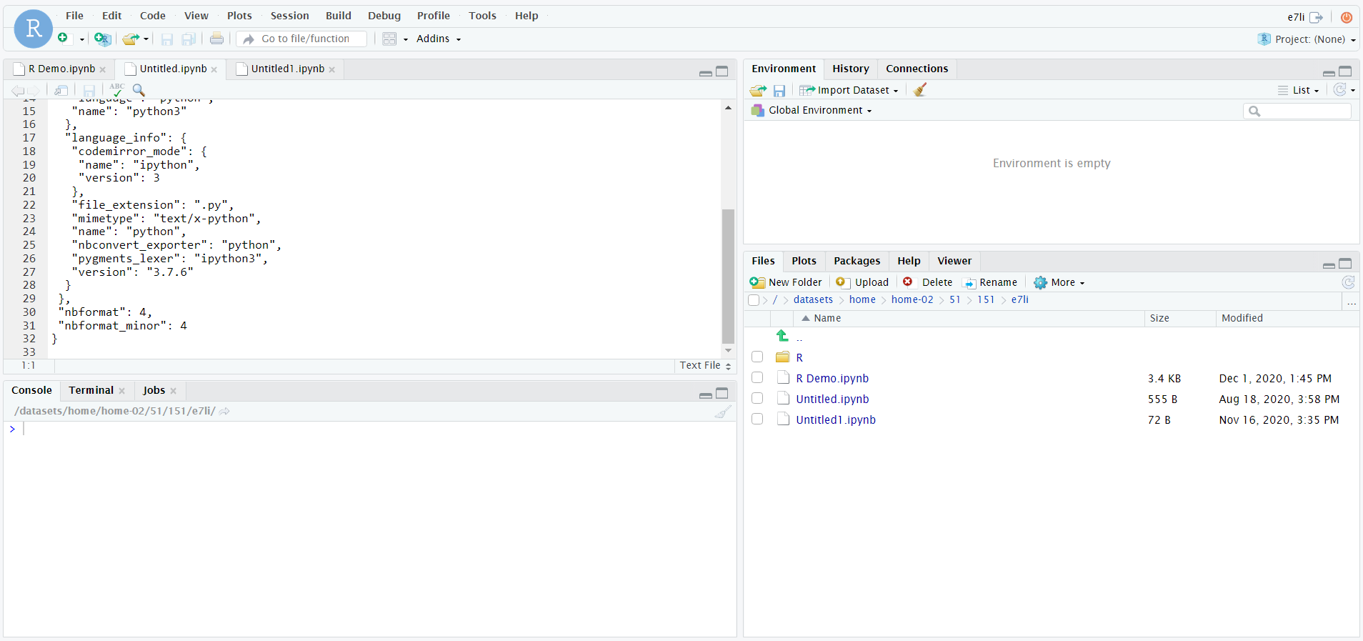 Screenshot of RStudio