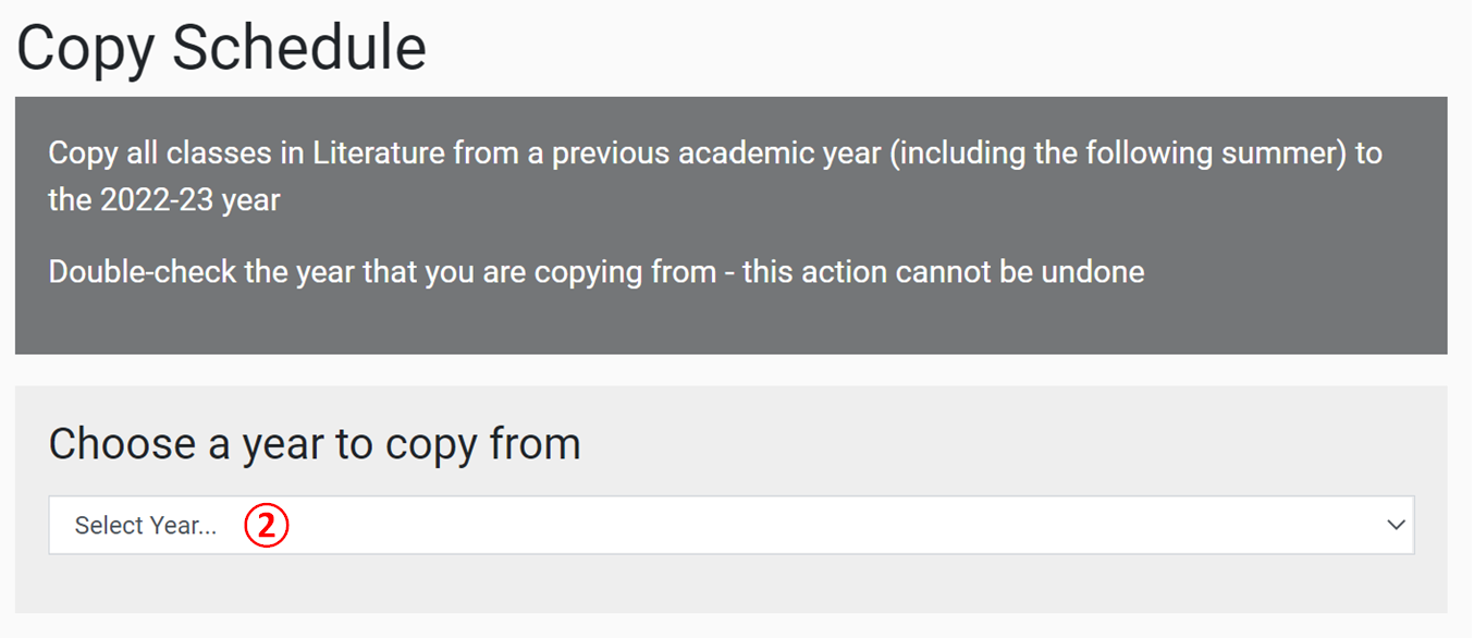 Screenshot: picking year to copy from 