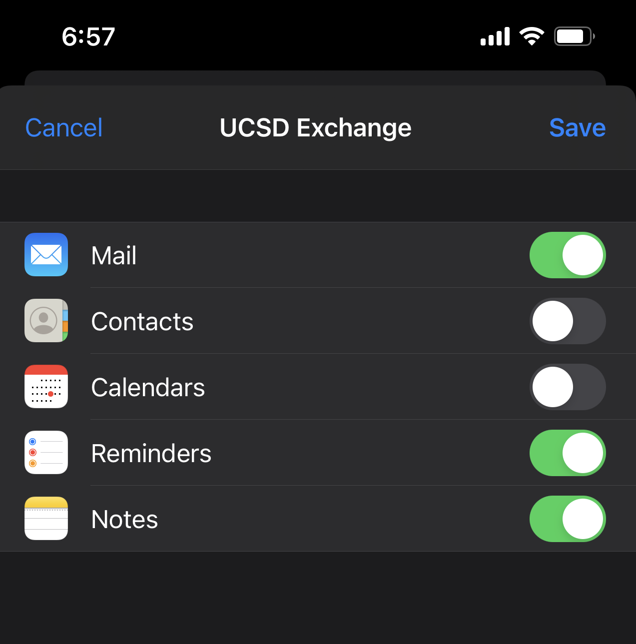 Screenshot: Default Settings