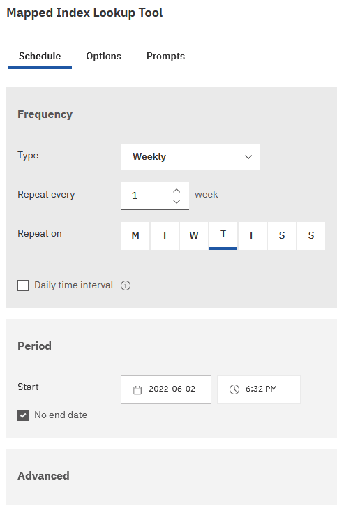 Screenshot: Schedule fields 