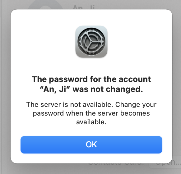 Screenshot: Server not available error message